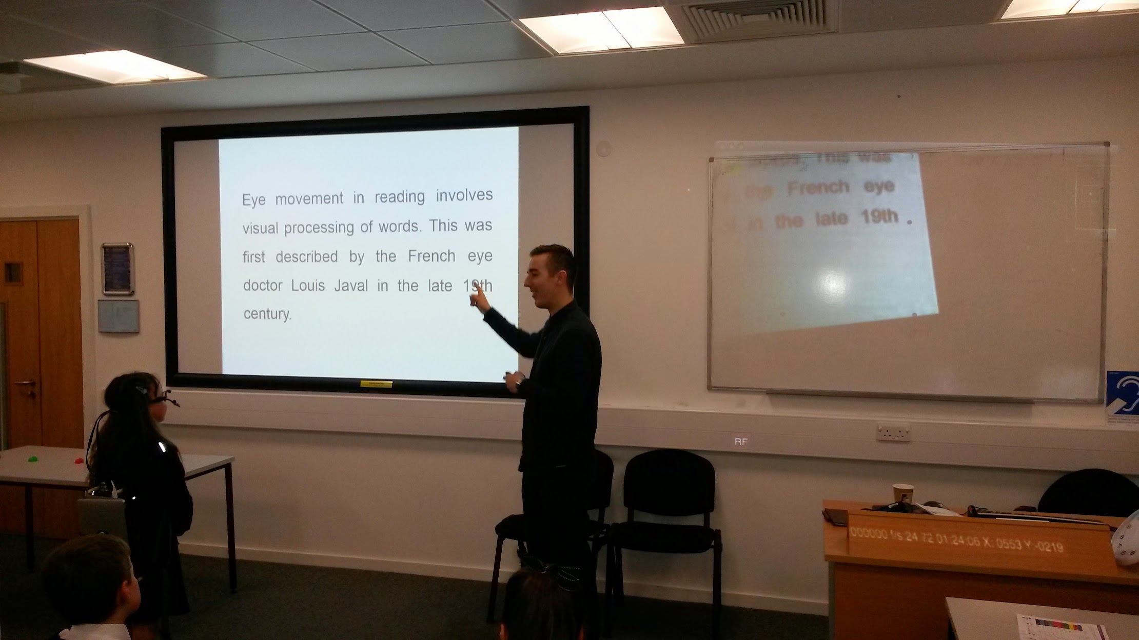 Giving a talk about language and perception.